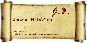 Janzer Miléna névjegykártya
